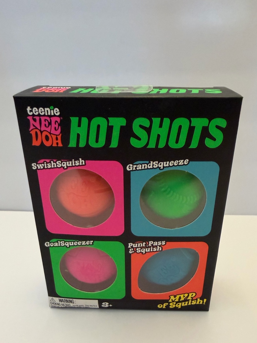 NeeDoh Teenie Hot Shots Ball Set - (basketball, baseball, soccer, football)